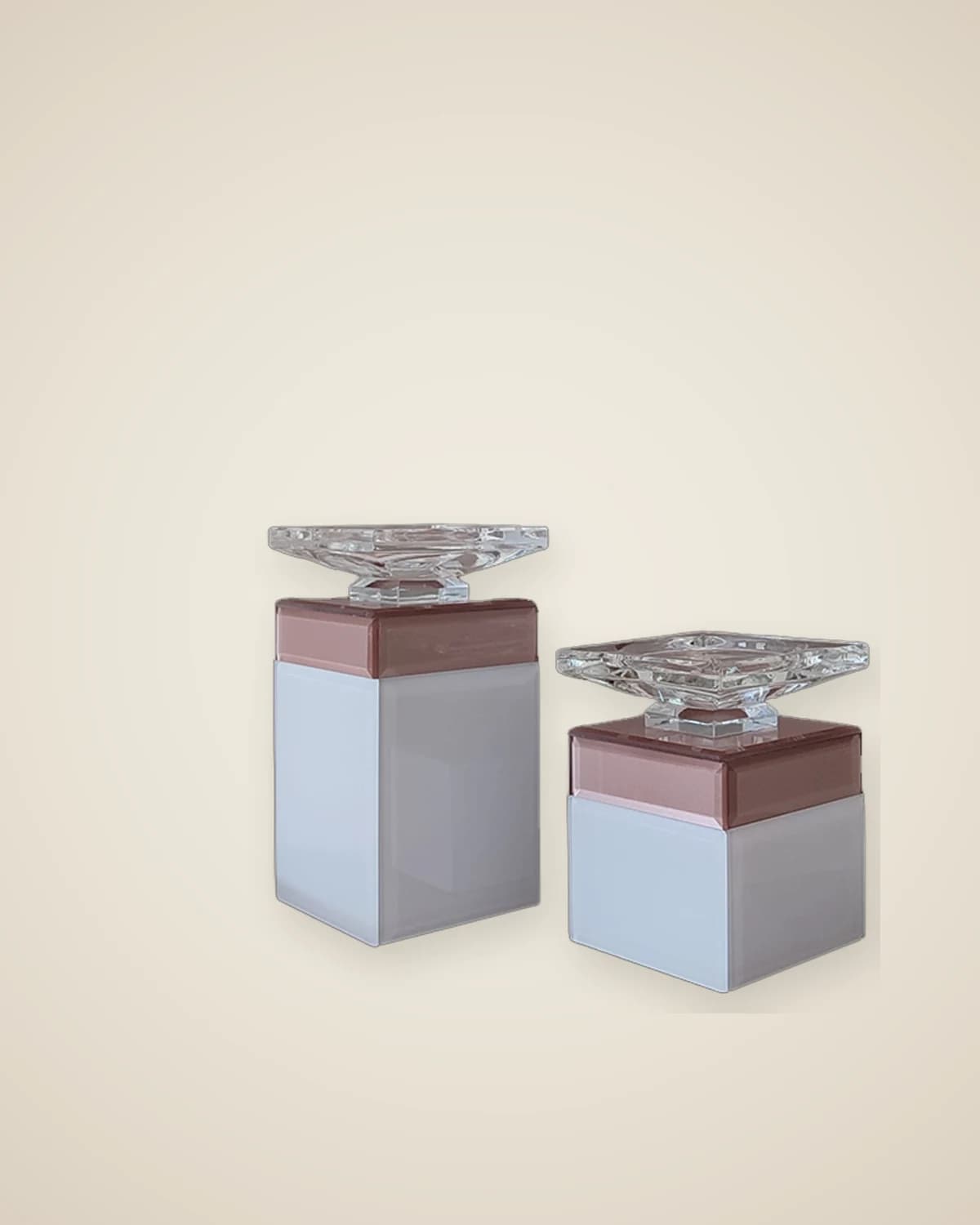 Alara Pulver- und Weißfarbe, moderner dekorativer Kerzenhalter aus Glas – große Größe (9 x 9 x 17 cm) — TUTA — 2