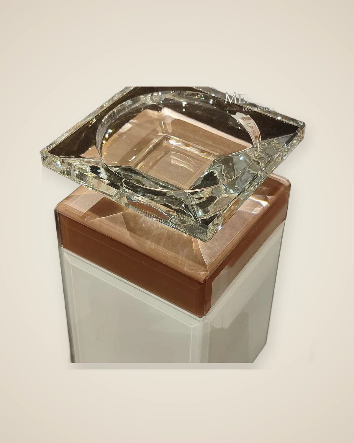 Alara Pulver- und Weißfarbe, moderner dekorativer Kerzenhalter aus Glas – große Größe (9 x 9 x 17 cm) — TUTA — 6