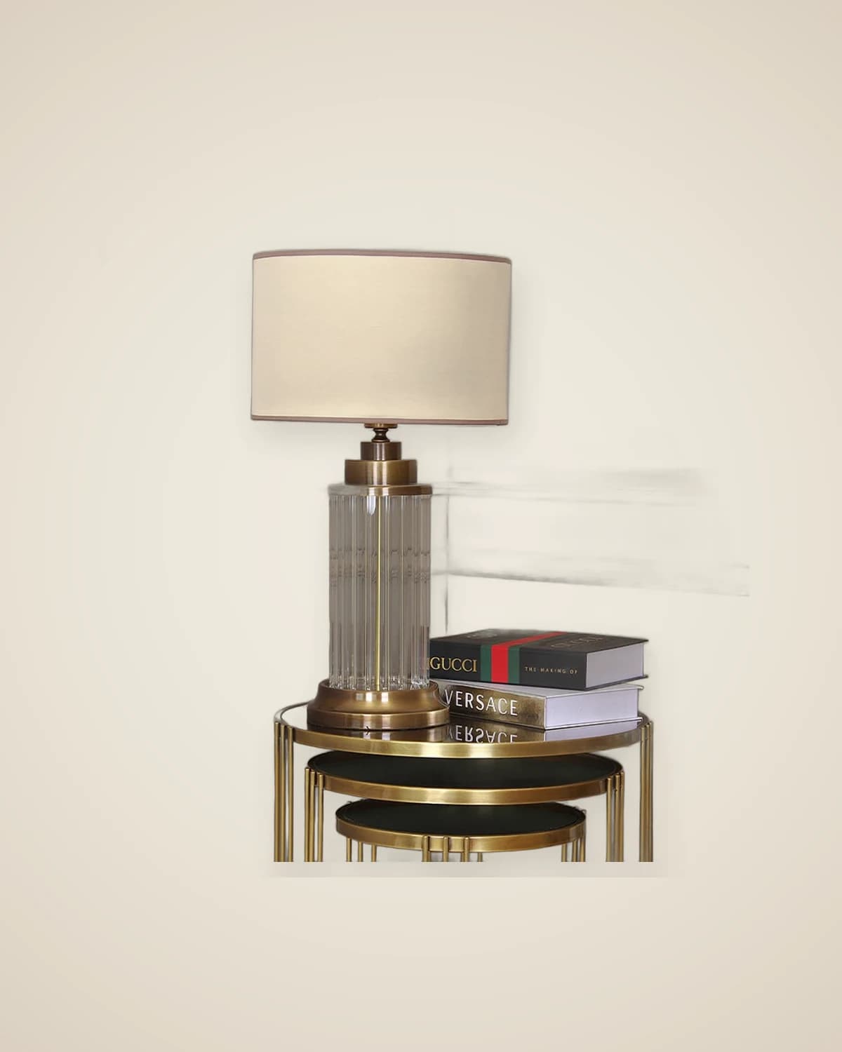 Übergroßer Lampenschirm aus antikgoldenem Metall und Glas — TUTA — 3