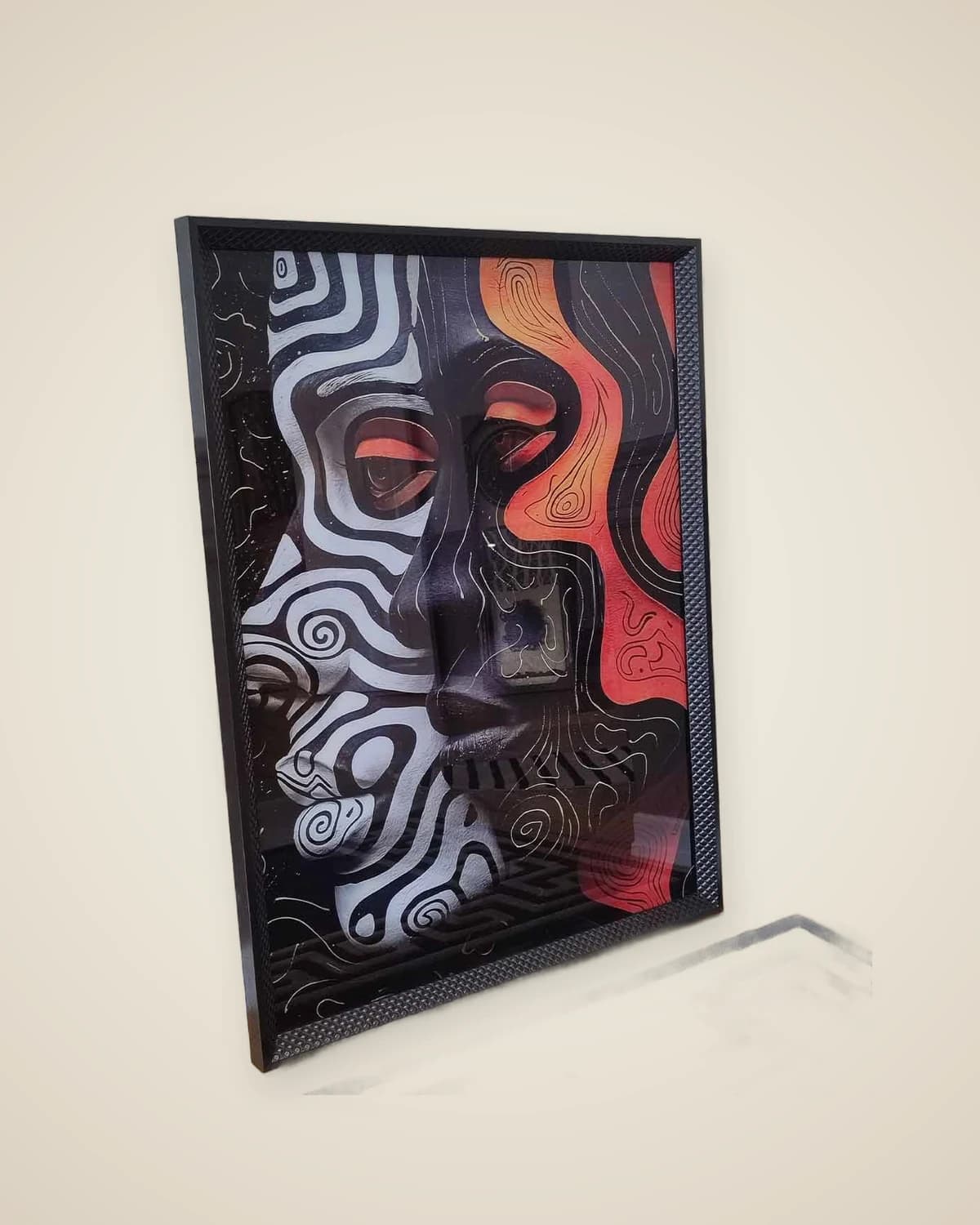 Aris Glasdruck, Frauenmotiv, luxuriöses, schwarz gerahmtes Wandgemälde, 90 x 120 cm — TUTA — 3