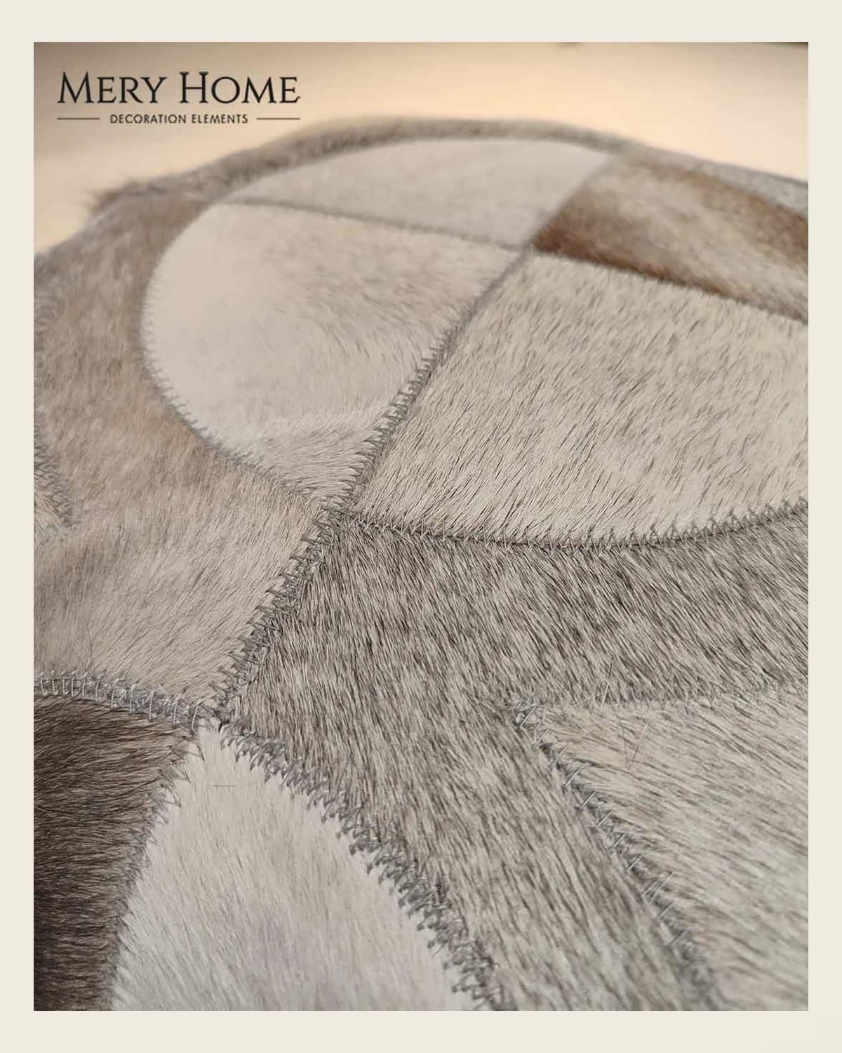 Arlo, gemustertes Patchwork-Wurfkissen aus Naturleder – mit Reißverschluss gefülltes, farbenfrohes Dekokissen (45 x 45 cm) — TUTA — 5