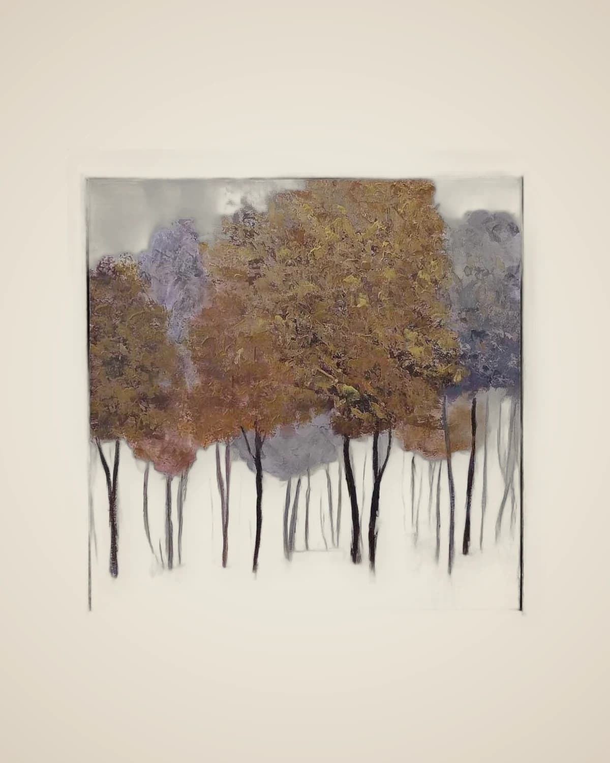 Herbstliches Ölgemälde, strukturiertes Baumgemälde mit Herbstmotiv, 93 cm x 93 cm — TUTA — 2