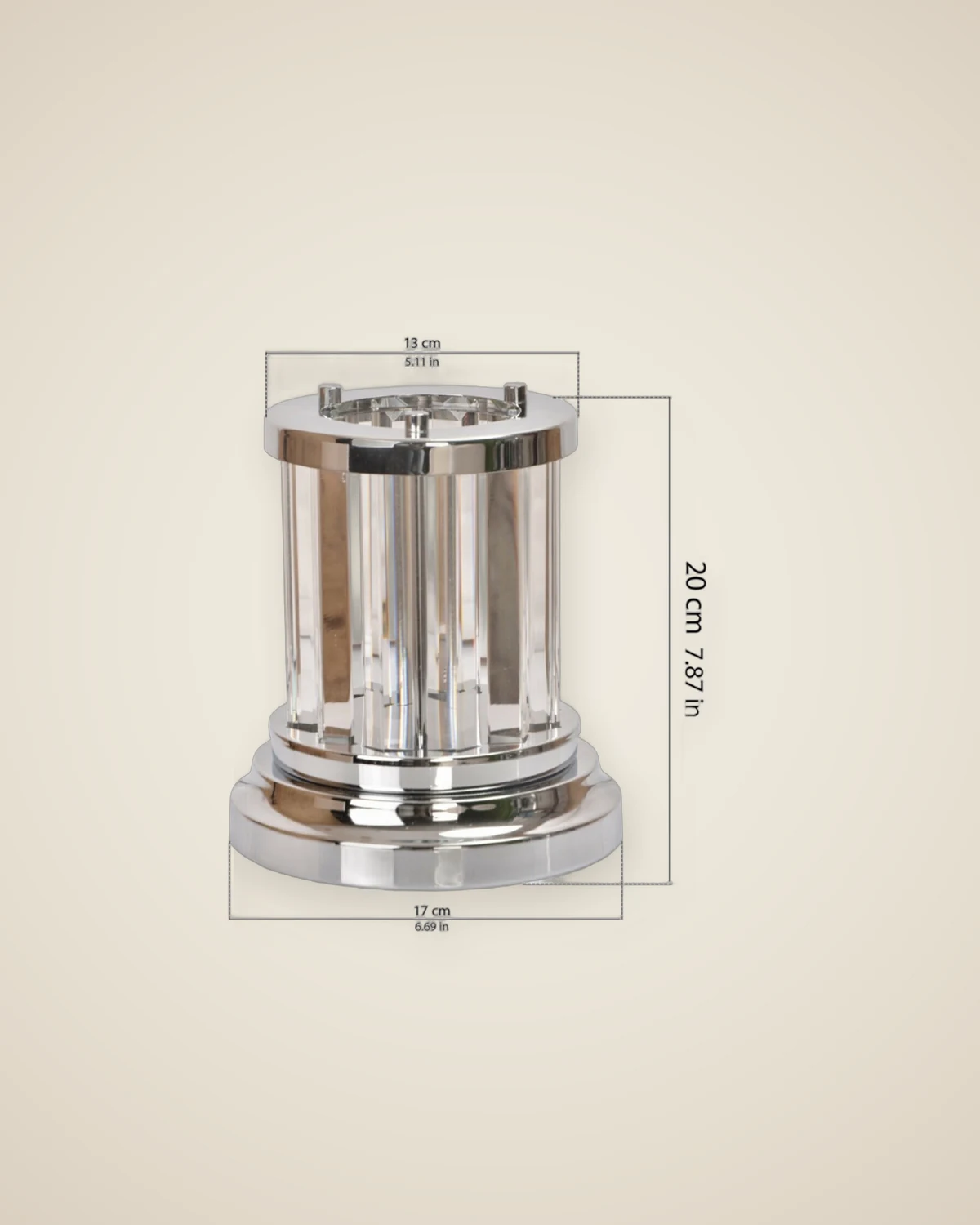 Beatrix Crystal Chrome Luxuriöser Kerzenhalter, große Größe — TUTA — 3