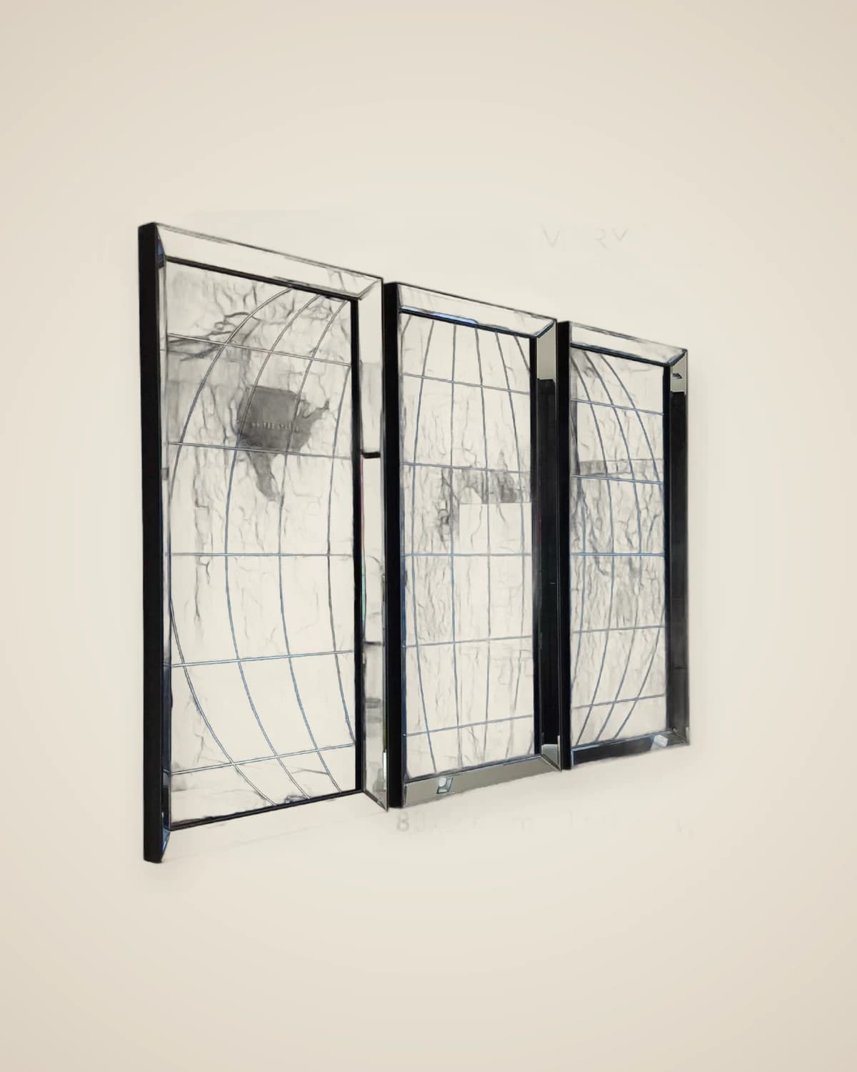 Bluesky dekorativer und moderner Glasspiegel mit Weltthema, detailliertes 3-teiliges Gemälde — TUTA — 3