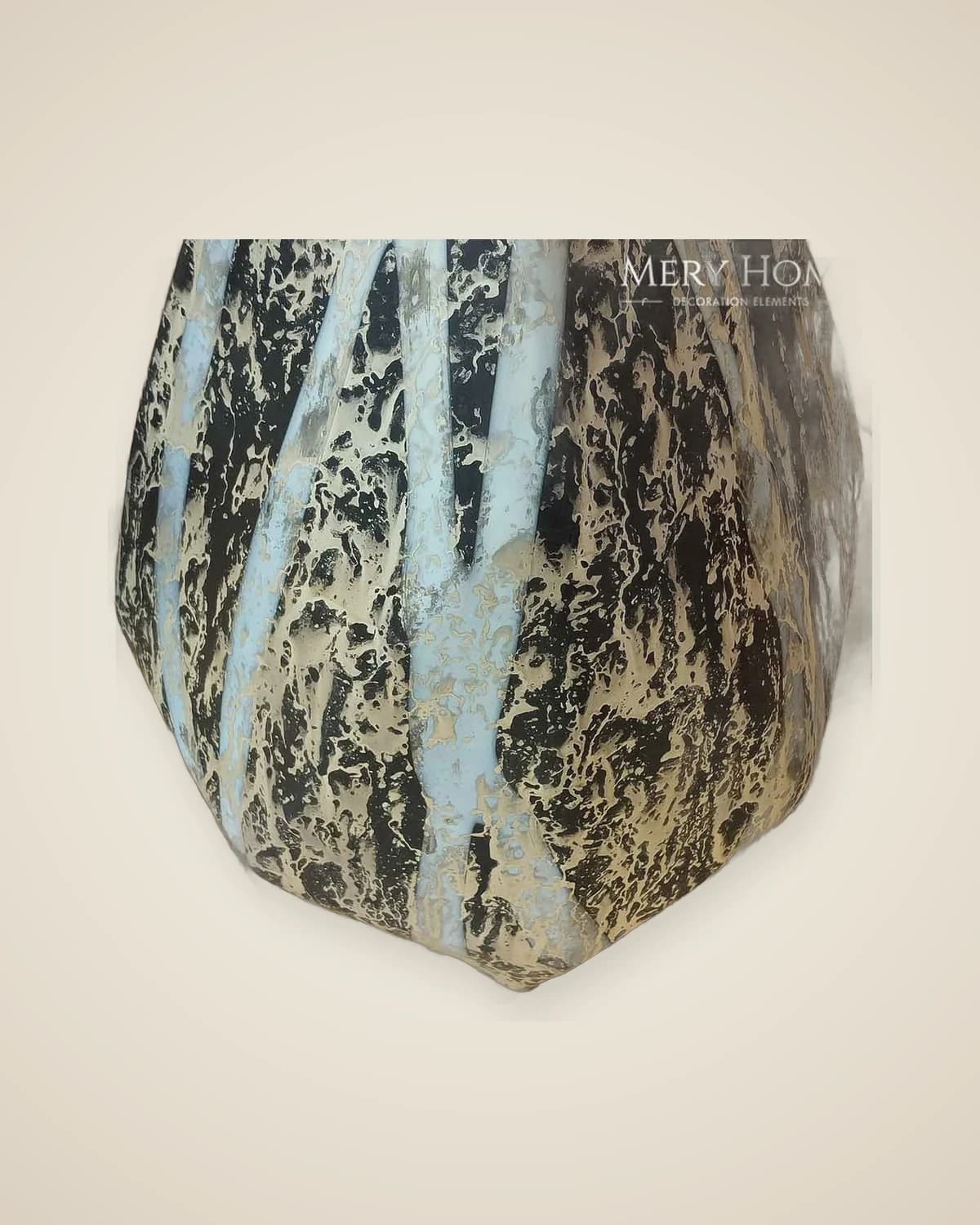 Черная стеклянная ваза с рисунком кристальной волны — TUTA — 6