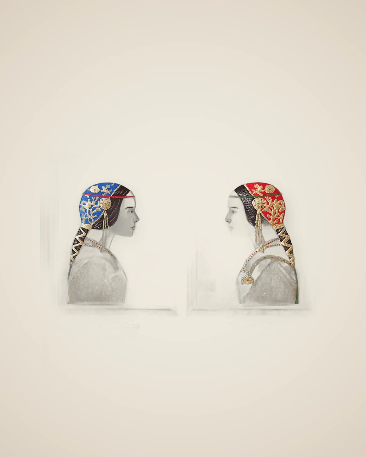 Dekoratives modernes Gemäldeset Frau mit blauer und roter Schrift — TUTA — 4