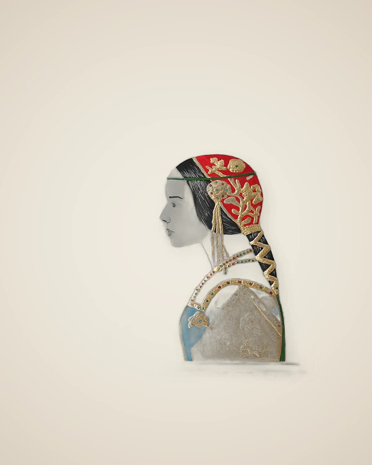 Dekoratives modernes Gemäldeset Frau mit blauer und roter Schrift — TUTA — 6