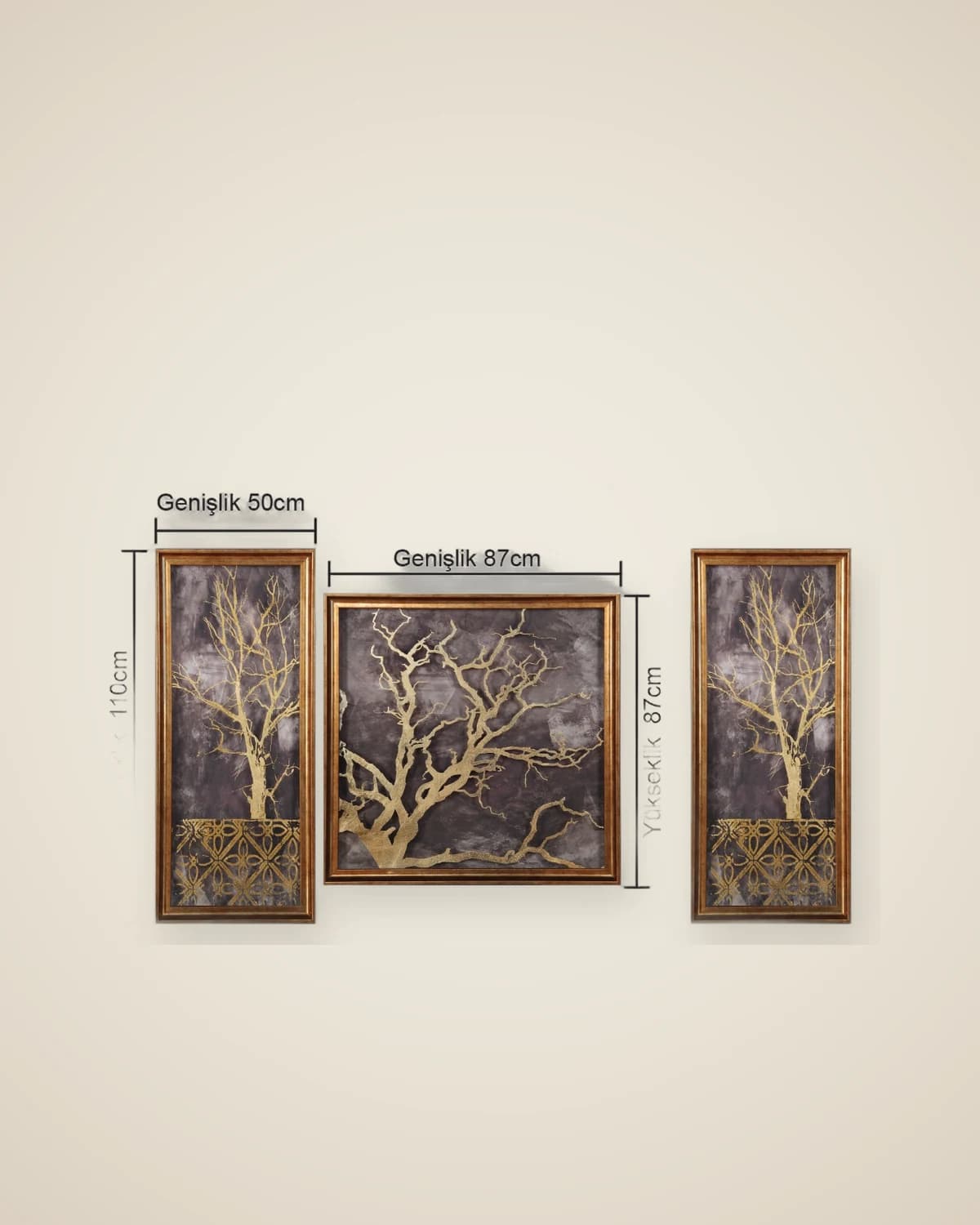 Dekoratives 3-teiliges Gemäldemodell mit Baummotiv für das Wohnzimmer — TUTA — 3