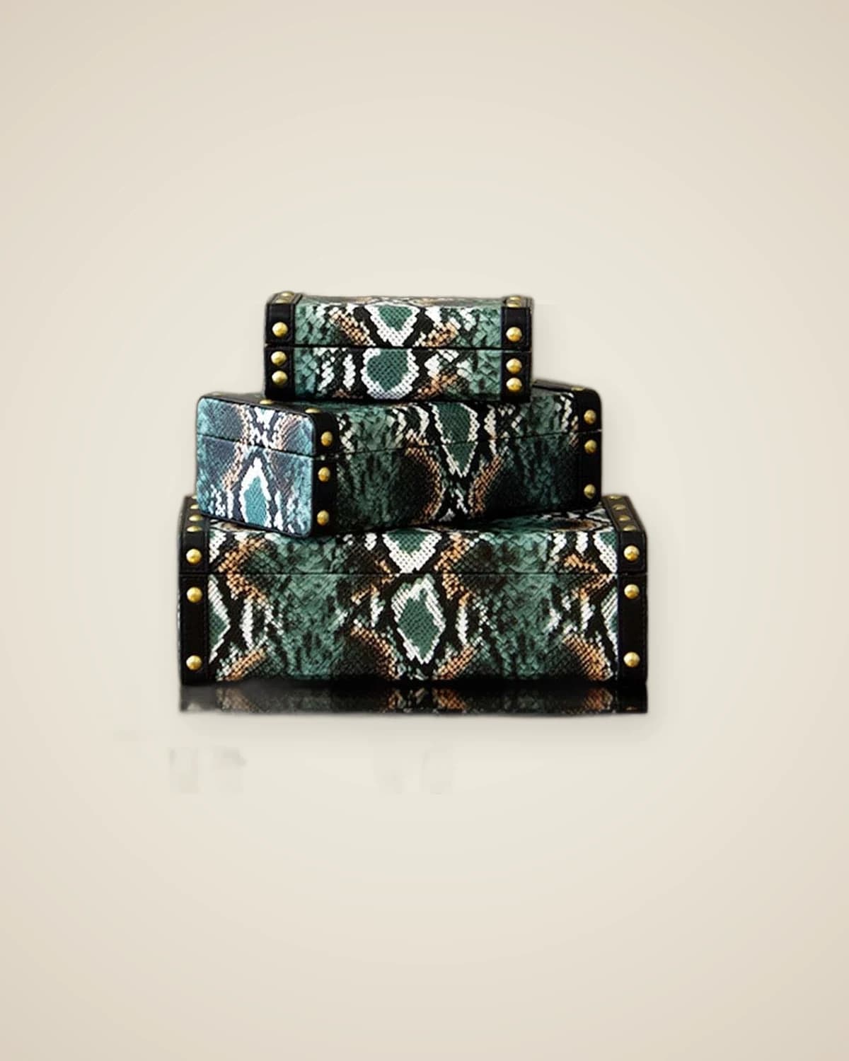 Dragobox Тройная шкатулка для драгоценностей со змеиным узором — TUTA — 3