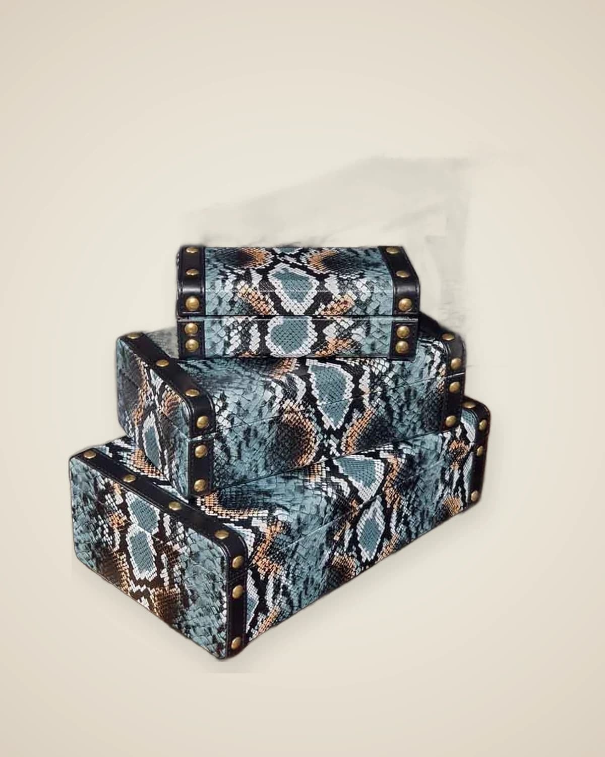 Dragobox Тройная шкатулка для драгоценностей со змеиным узором — TUTA — 6