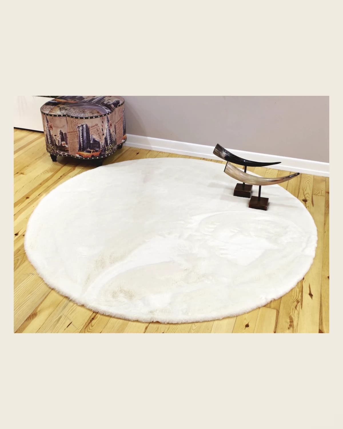 Weißer Fleece-Teppich aus künstlichem Kaninchenfell — TUTA — 6