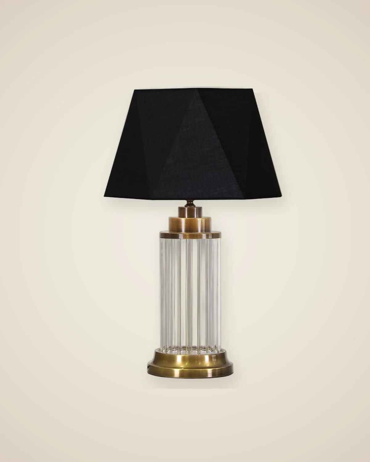 Glascov Lampenschirm aus Metall und Glas in Antikgold mit schwarzem Hut — TUTA — 2