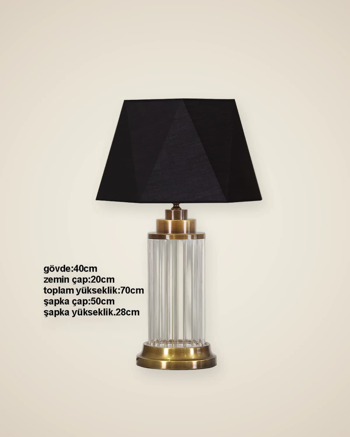 Glascov Lampenschirm aus Metall und Glas in Antikgold mit schwarzem Hut — TUTA — 4