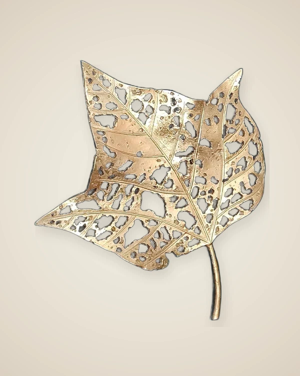 Gold Color Decorative Leaf Wall Object – 42x48 cm — TUTA — 3
