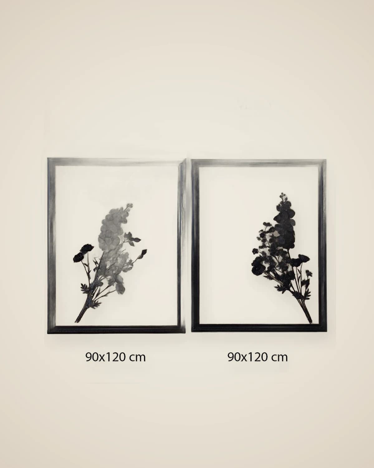 Golden Bloom 3D-dekoratives Luxusgemälde mit schwarzen Blumen und Blattgold (90 x 120 cm) — TUTA — 4