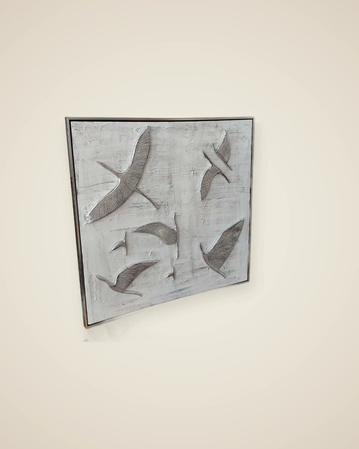 Larry Bird Dreidimensionales, mit Silberfolie überzogenes Vogelgemälde — TUTA — 3