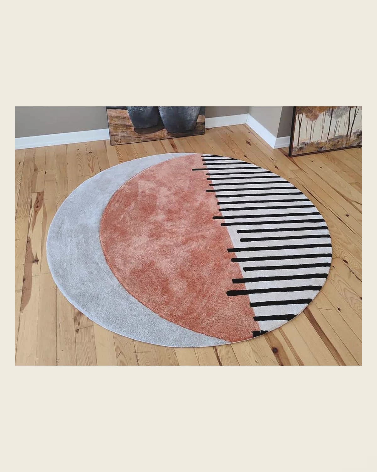 Lina Moderner runder Teppich mit speziellem Design und geometrischem Muster — TUTA — 2