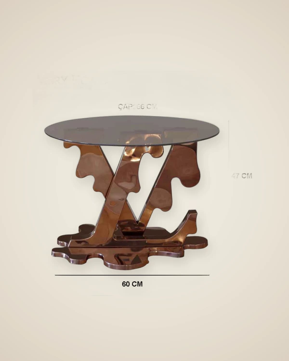 Luxuriöser, dekorativer Couchtisch aus Edelstahl von Lutrana Rose LV — TUTA — 3