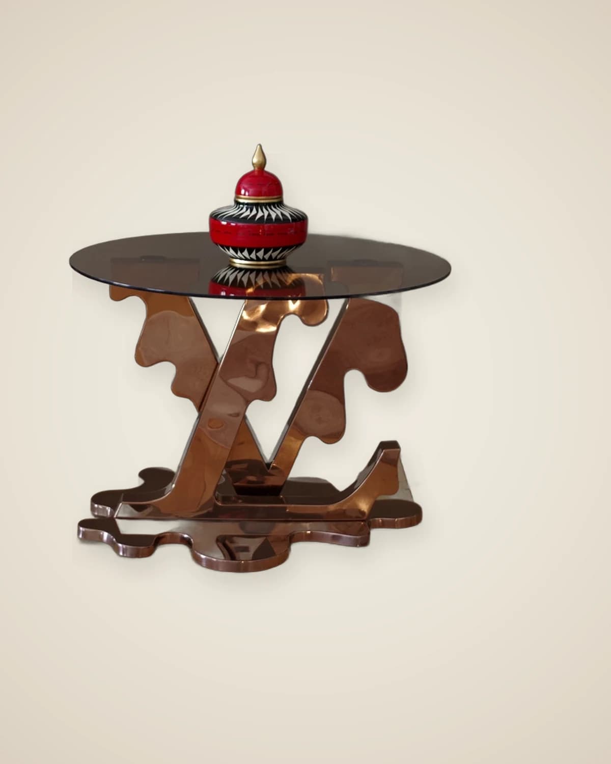 Luxuriöser, dekorativer Couchtisch aus Edelstahl von Lutrana Rose LV — TUTA — 4