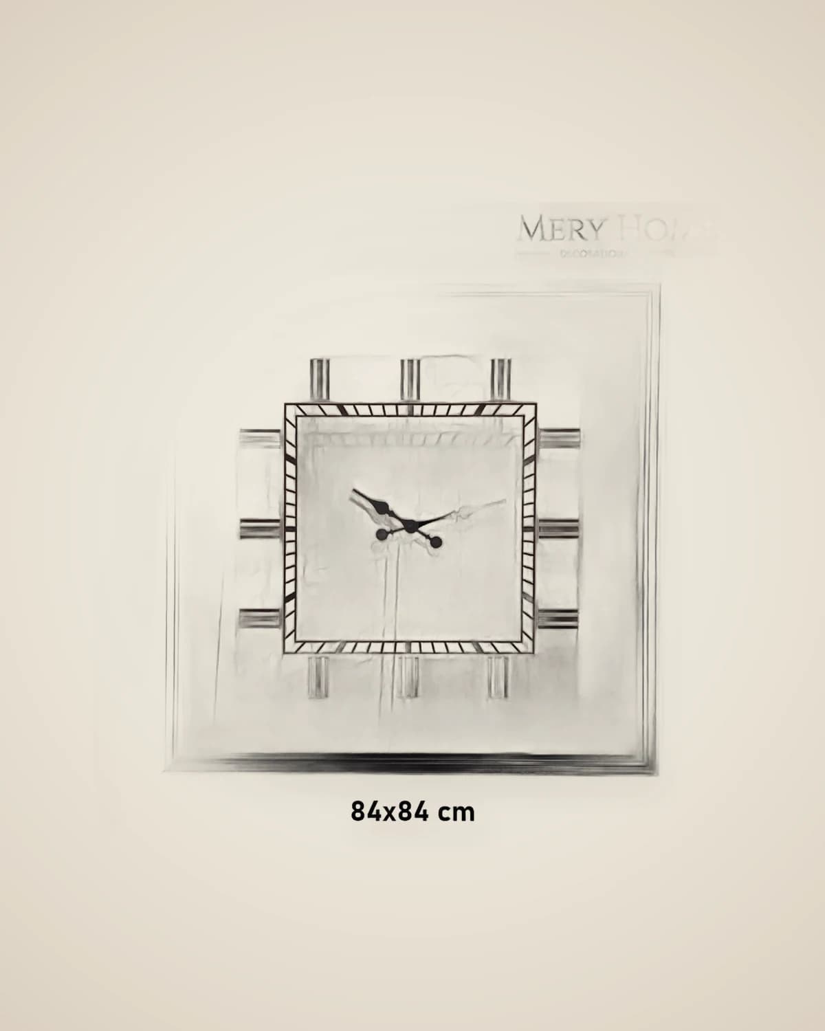 Marea Schwarz gerahmte quadratische dekorative Wanduhr und Gemälde 84 x 84 cm — TUTA — 4
