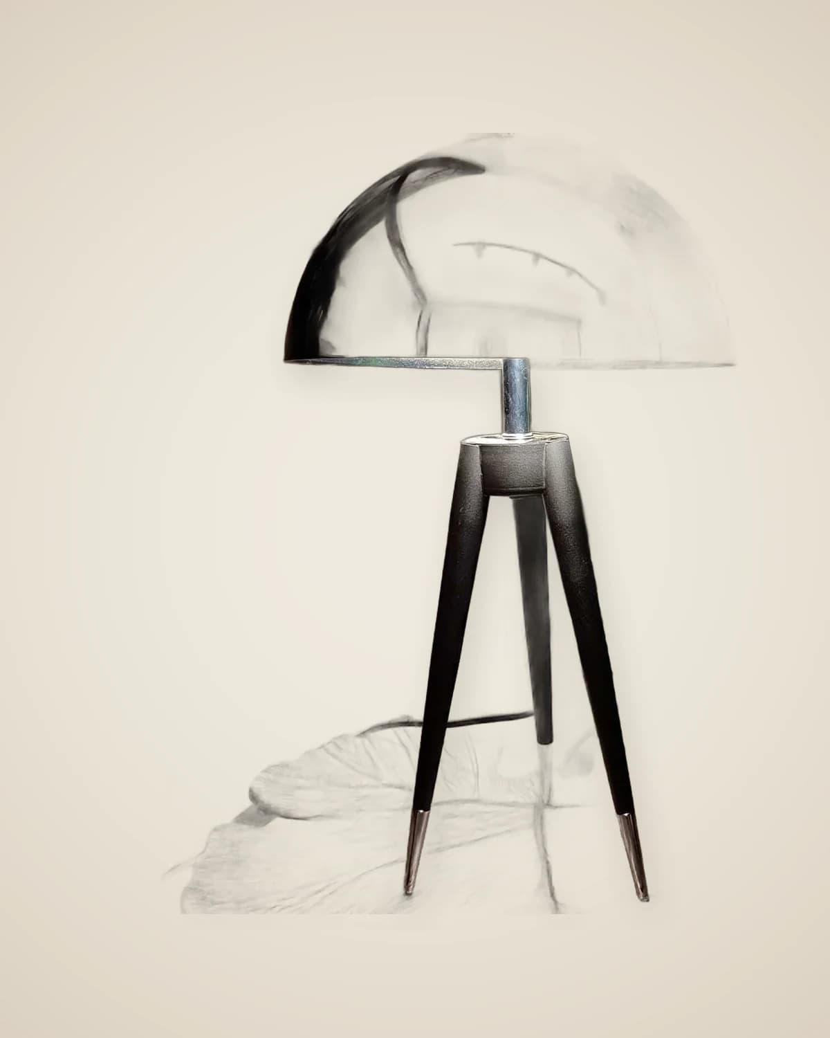 Metallstativ, Stativ, silberner Lampenschirm — TUTA — 6