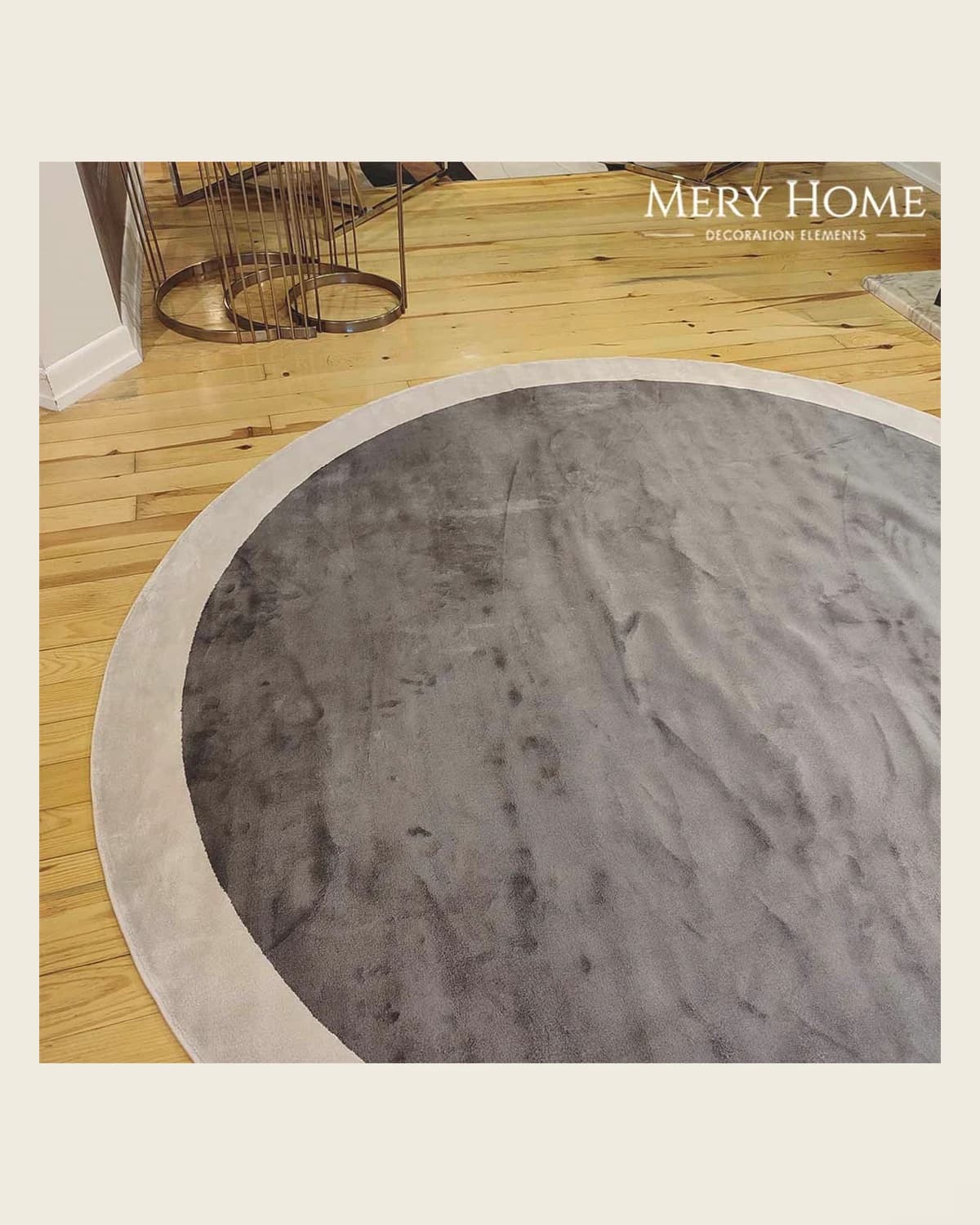 Runder, spezieller Webstuhl-Teppich mit Rand aus Viskosegarn in modernem Design – 200 cm — TUTA — 3