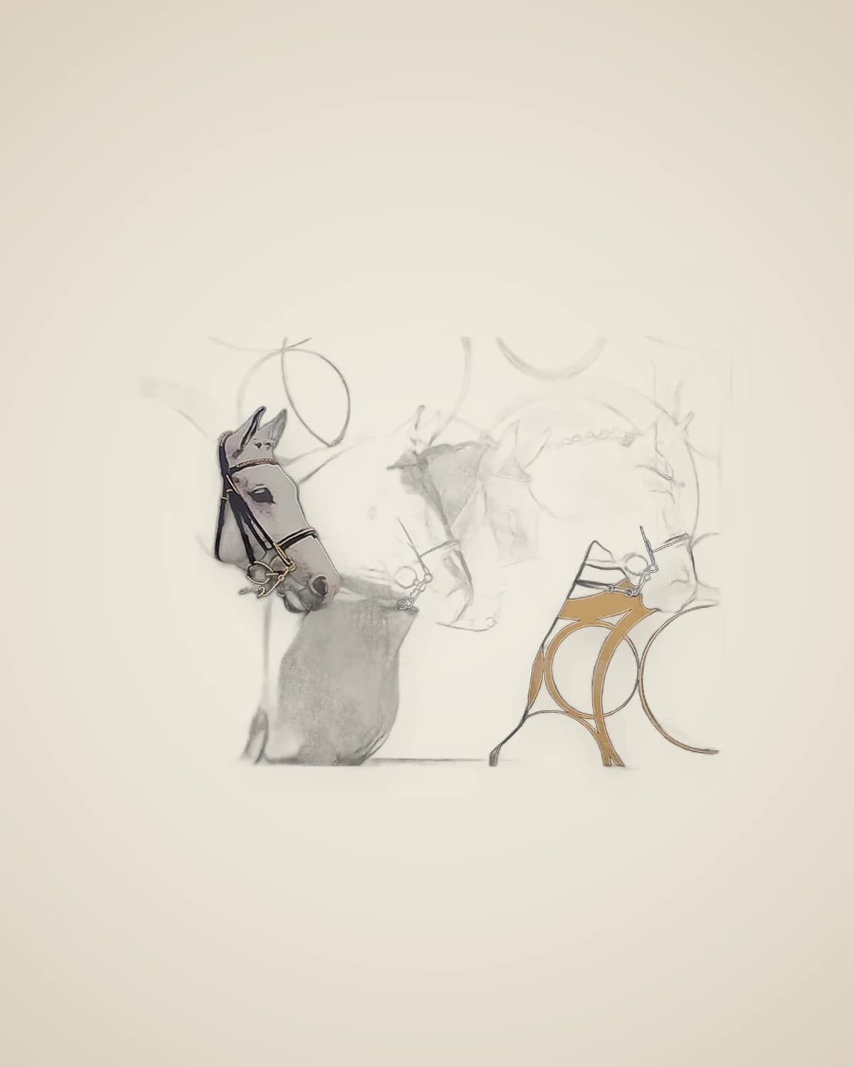 Edle dekorative Pferdemalerei mit vierfachem Holzrahmen — TUTA — 2