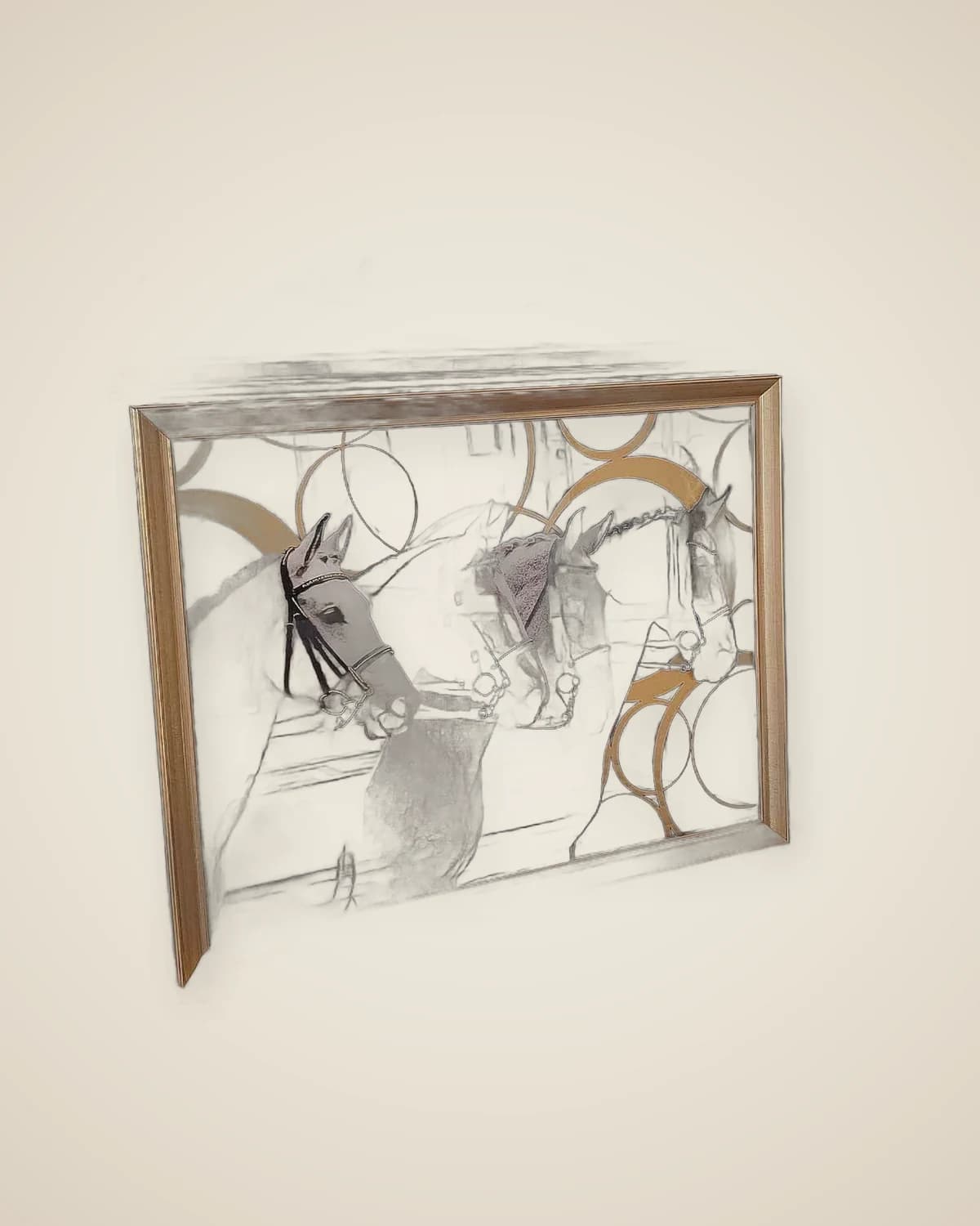 Edle dekorative Pferdemalerei mit vierfachem Holzrahmen — TUTA — 4