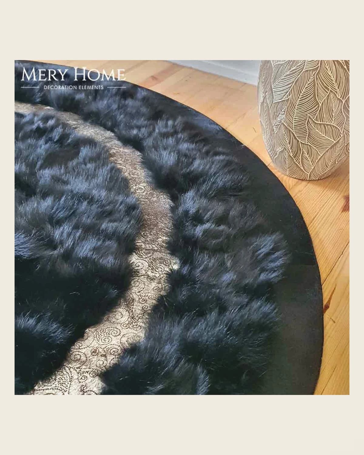 Proximus-Teppich aus schwarzem und silbernem Naturleder, R: 170 cm — TUTA — 4