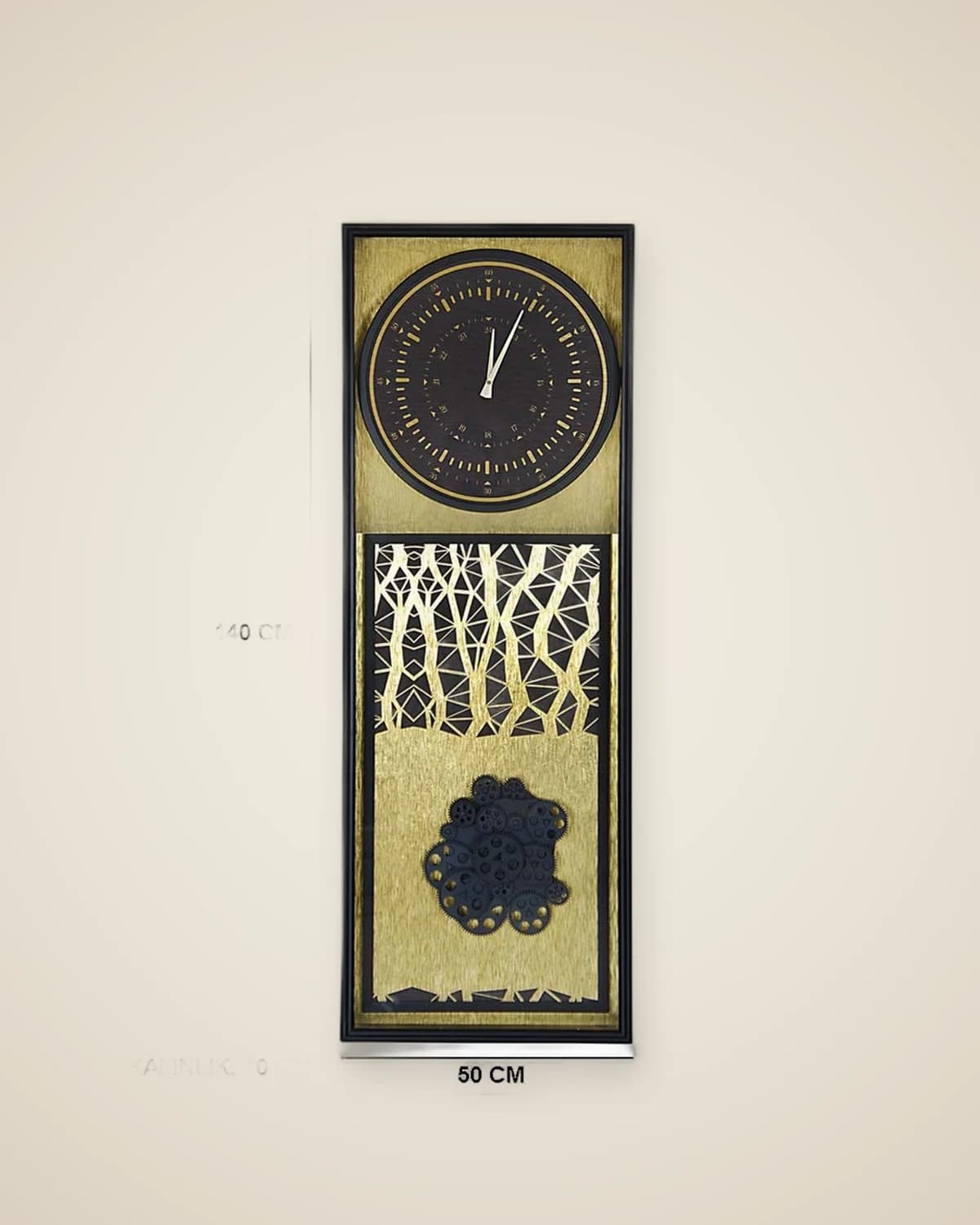 Zufällige große Holzrahmen-Wanduhr mit Gemälde — TUTA — 3