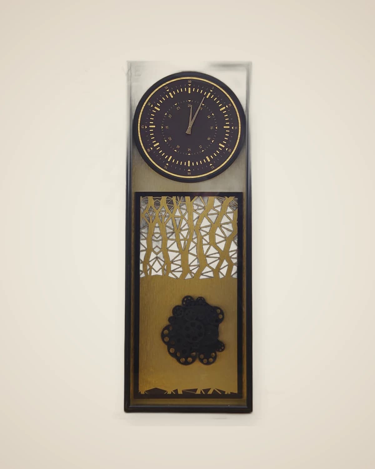 Zufällige große Holzrahmen-Wanduhr mit Gemälde — TUTA — 4