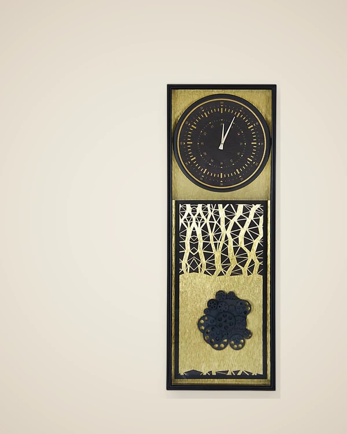 Zufällige große Holzrahmen-Wanduhr mit Gemälde — TUTA — 6