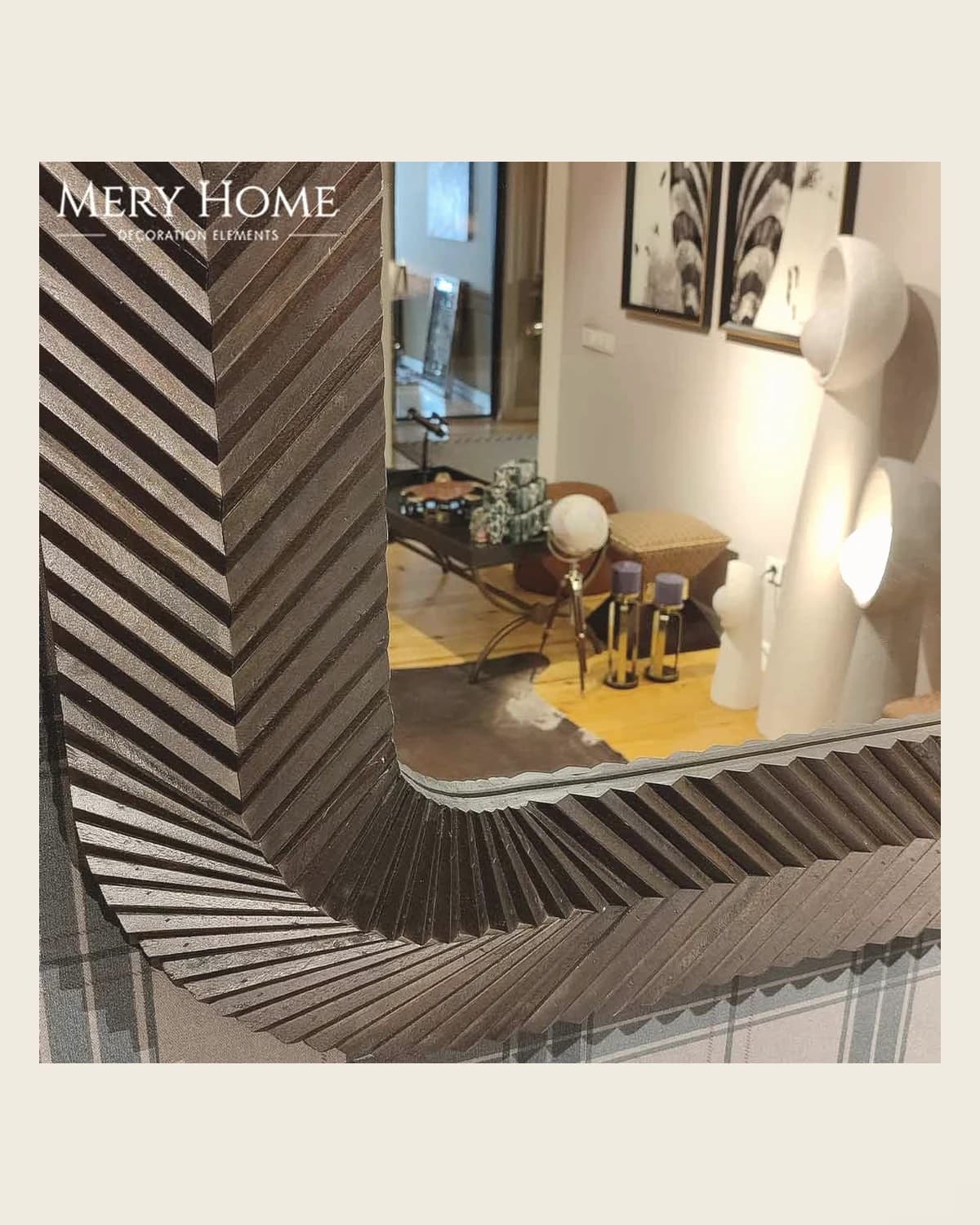 Полосатое деревянное зеркало в стиле ретро — TUTA — 5