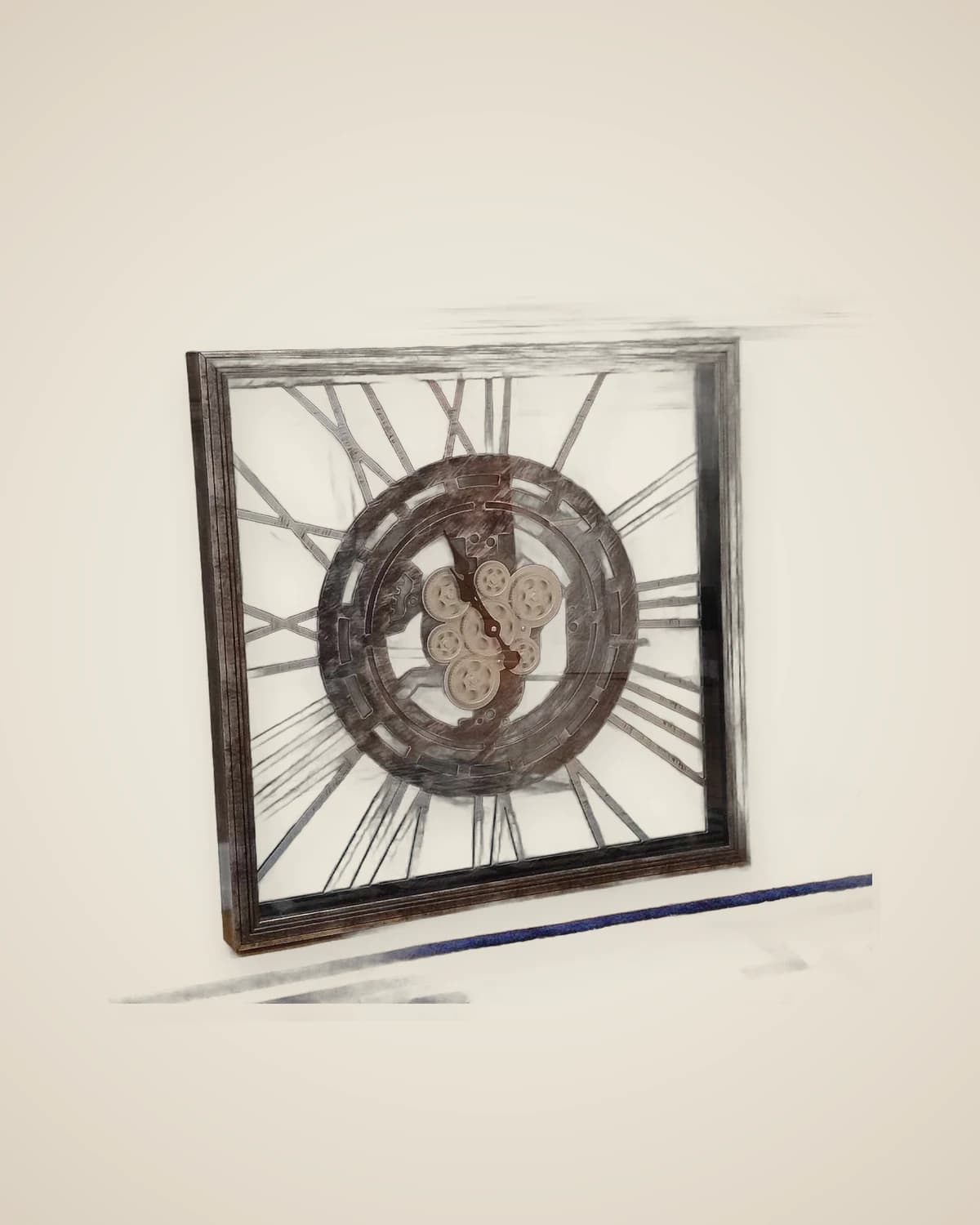 Römische, quadratische Wanduhr mit Silberrahmen — TUTA — 3