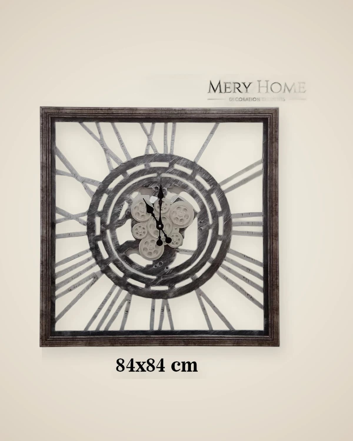 Römische, quadratische Wanduhr mit Silberrahmen — TUTA — 4