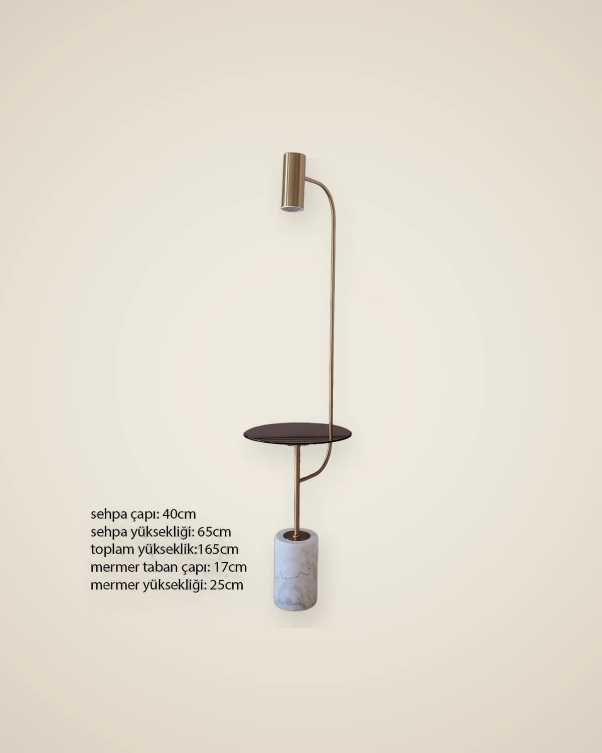 Ruvoo Metallmechanismus auf Echtmarmorbasis, verspiegelter dekorativer Beistelltisch und Stehlampe — TUTA — 3