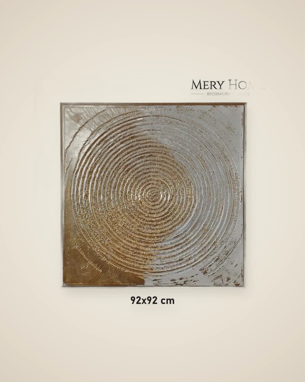 Silent Modern Gold & Cream Spirale Strukturiertes Ölgemälde 92x92 cm — TUTA — 4