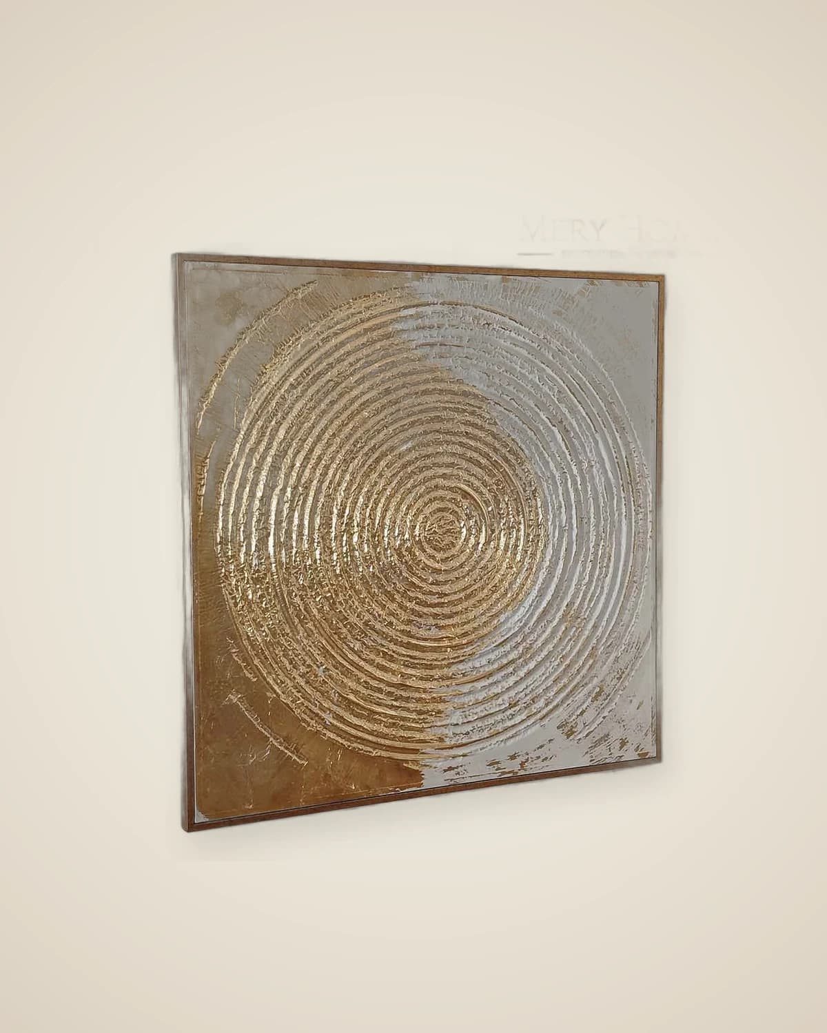 Silent Modern Gold & Cream Spirale Strukturiertes Ölgemälde 92x92 cm — TUTA — 6
