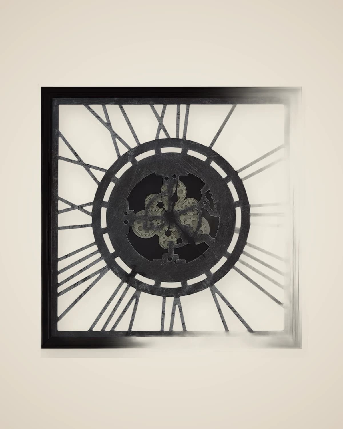 quadratische große Wanduhr mit schwarzem Rahmen — TUTA — 2