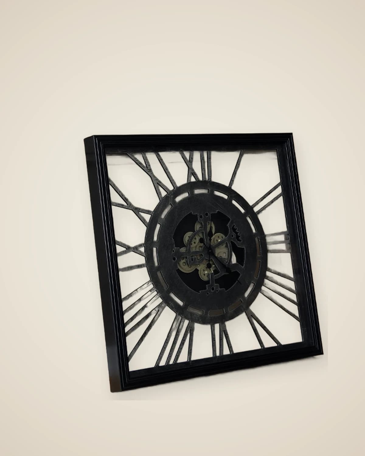 quadratische große Wanduhr mit schwarzem Rahmen — TUTA — 4