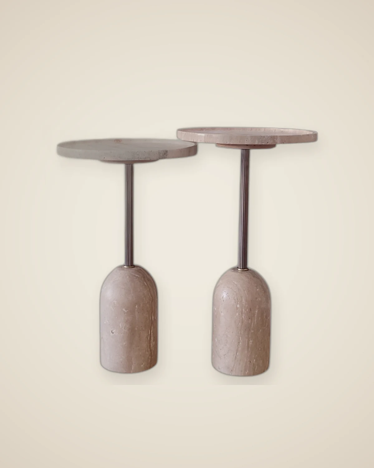 Stella Real Travertine Stone Luxuriöses und stilvolles Doppel-Beistelltisch-Set — TUTA — 2