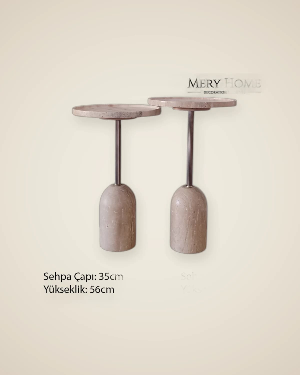 Stella Real Travertine Stone Luxuriöses und stilvolles Doppel-Beistelltisch-Set — TUTA — 4