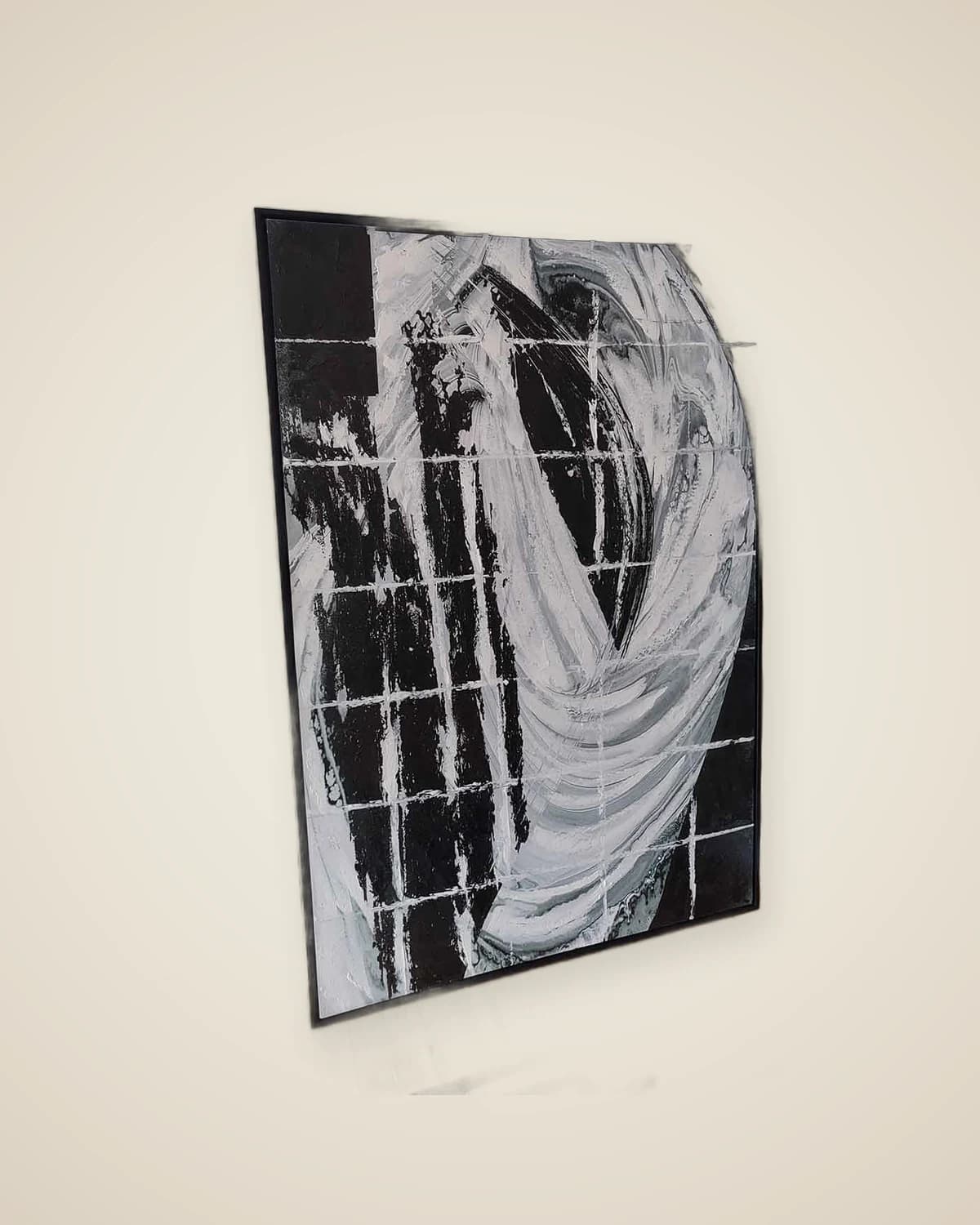 Strata, strukturierte moderne abstrakte Wandmalerei mit Ölfarbe, 124 x 184 cm — TUTA — 3