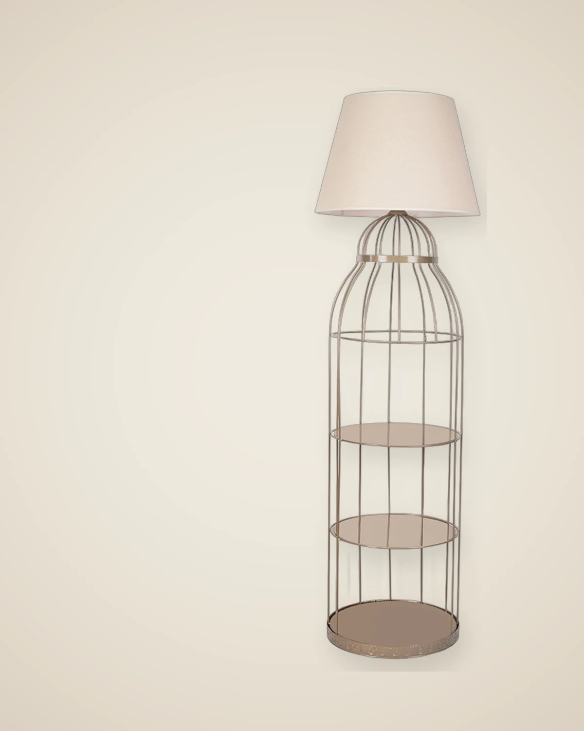 Stilvolles Design-Stehlampenmodell mit Käfig, antik beschichteter Blumenhalter — TUTA — 2