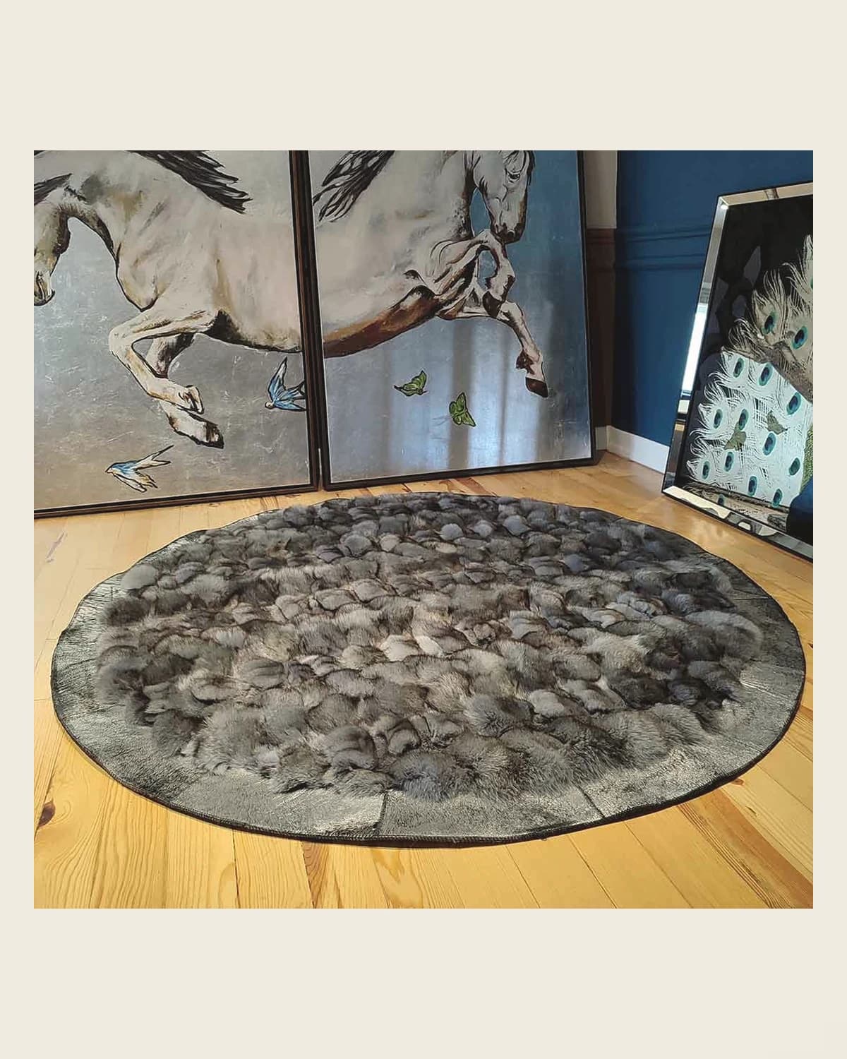 Trend Original Teppich aus schwarzem Pelzleder — TUTA — 2