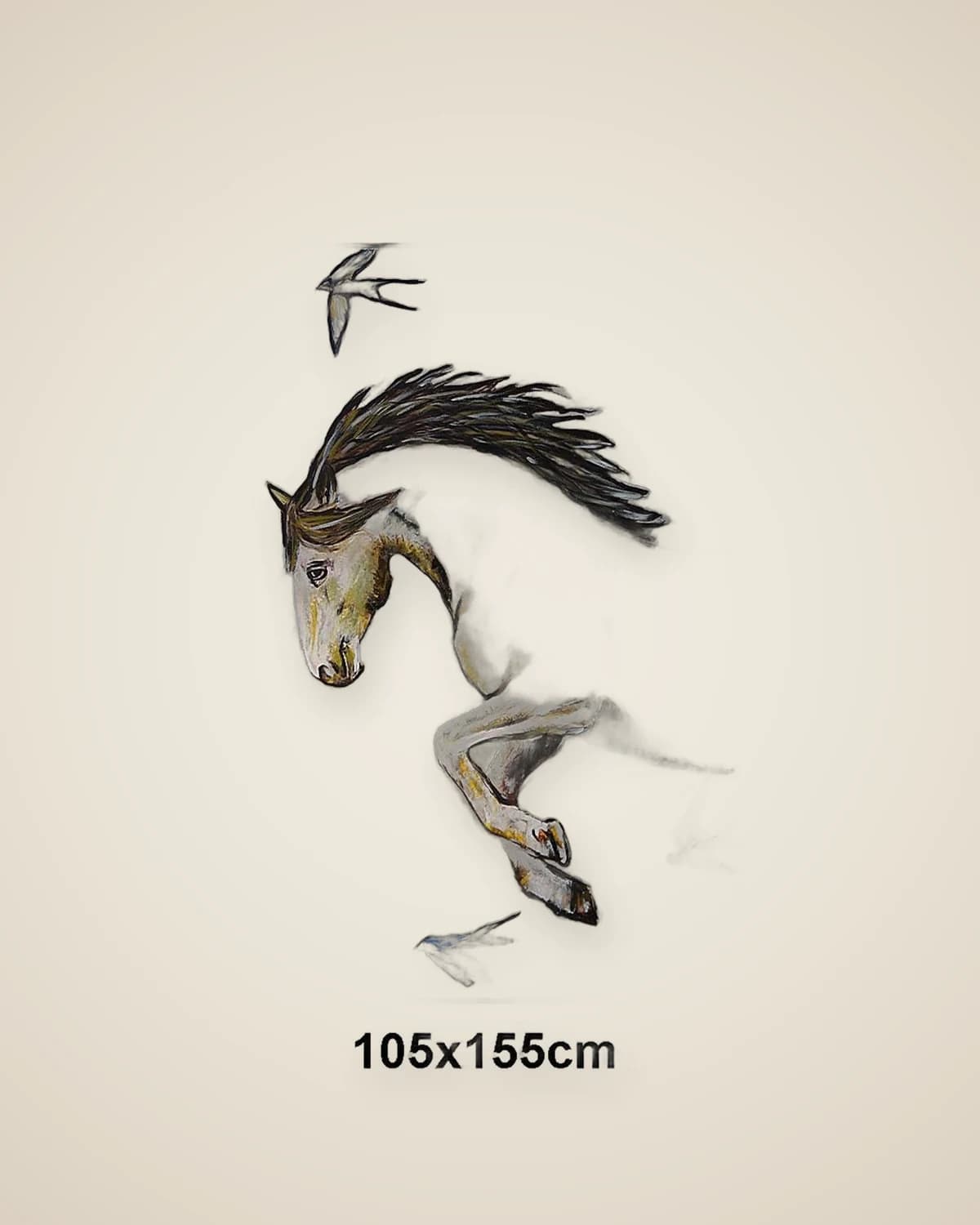Dekoratives Ölgemälde mit Trickride-Pferde-Motiv, strukturiertes Pferde-Malset — TUTA — 5