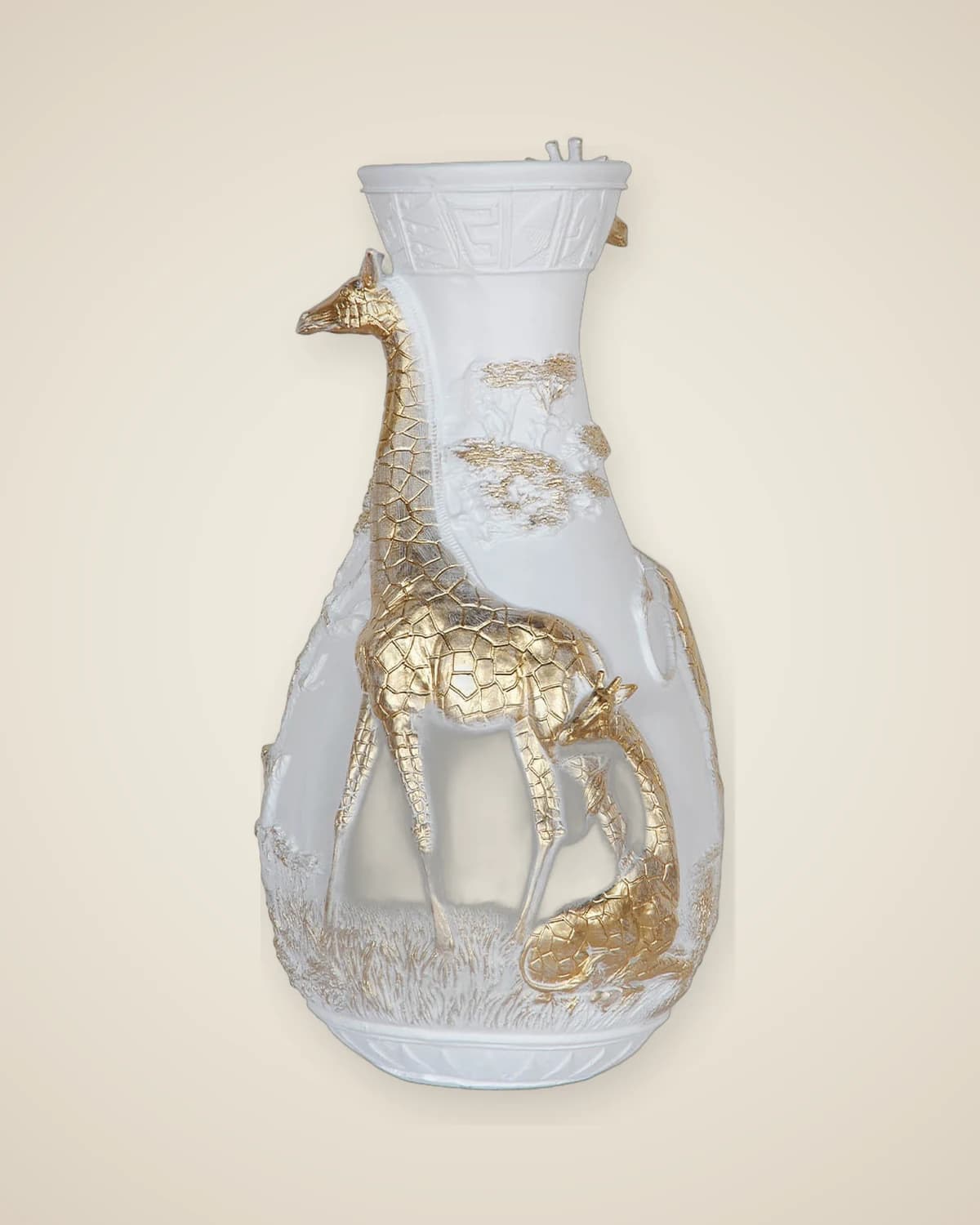 Weißgoldfarbene Vase mit Giraffe — TUTA — 2