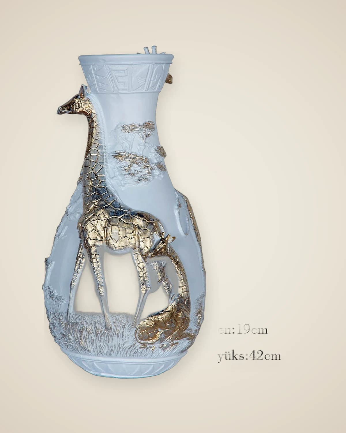 Weißgoldfarbene Vase mit Giraffe — TUTA — 4