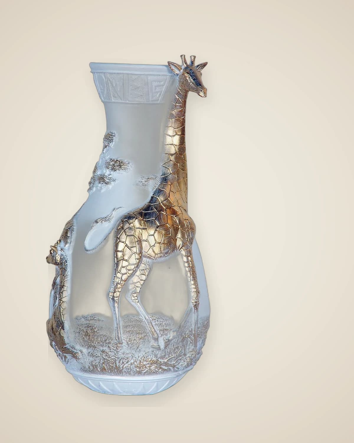 Weißgoldfarbene Vase mit Giraffe — TUTA — 6